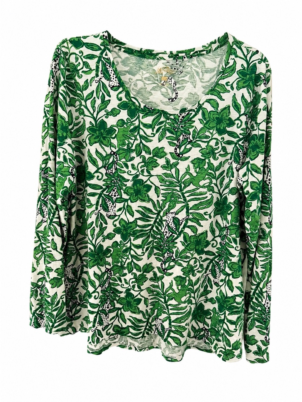 Lilly Pulitzer Green Floral Long-Sleeve Women’s Top